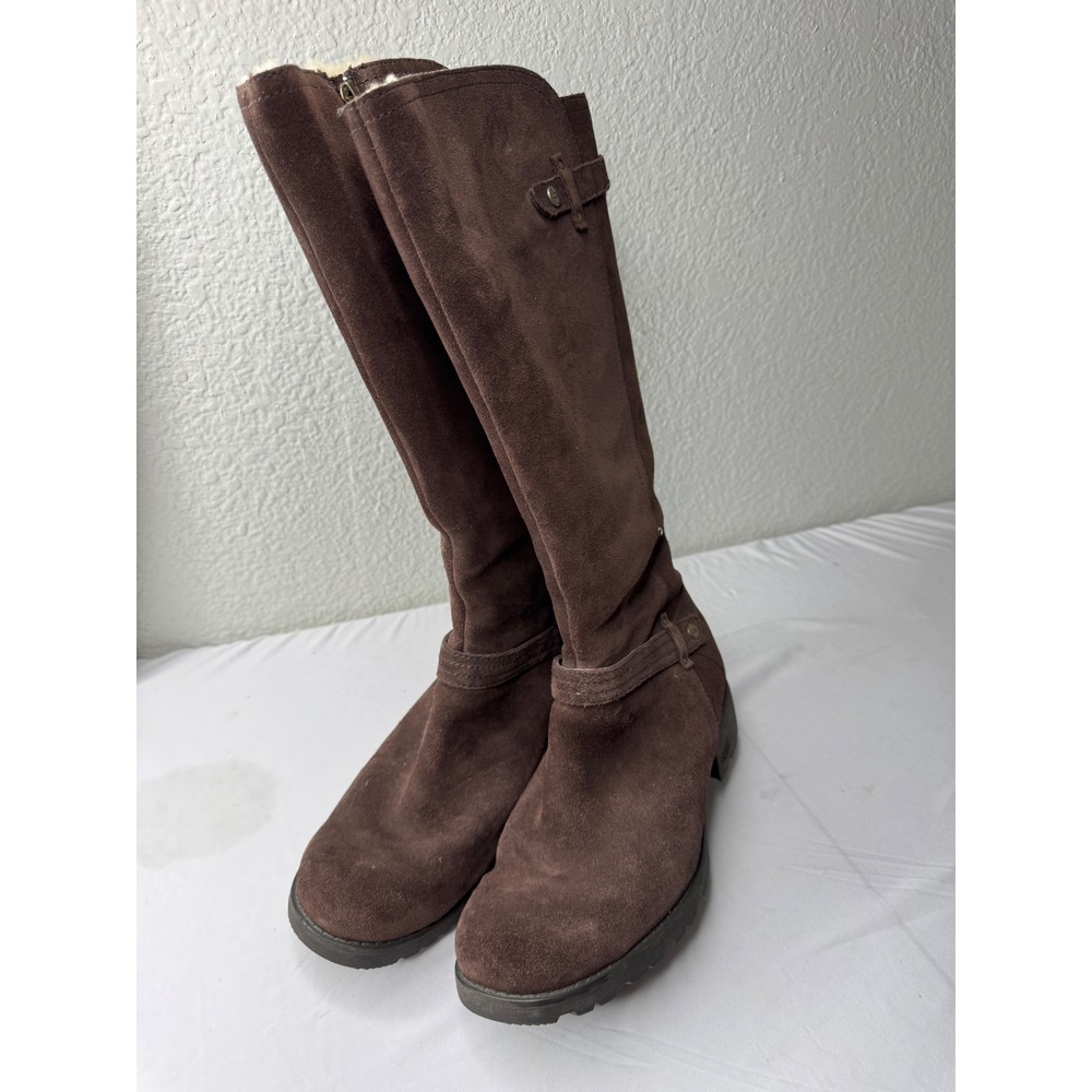 UGG Australia Brown Suede Tall Sheepskin Lined Boots F8911I Chocolate Leather